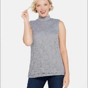 𝅺SUSAN Graver | Stretch Lace Mock-Neck Sleeveless Top